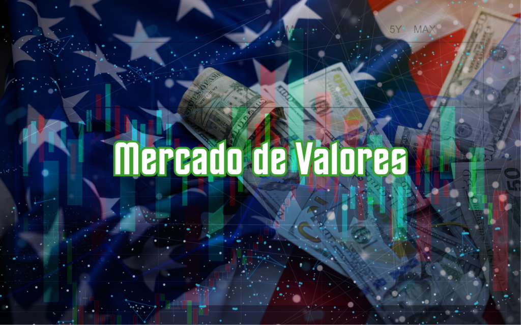 La bandera Americana con dinero representando el mercado de valores.